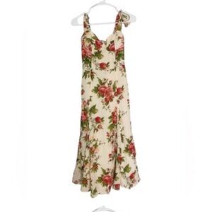 Reformation Nikita red beige floral midi dress size 4